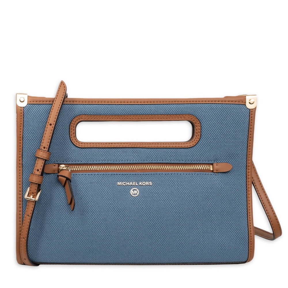 Michael Kors Women's Jane Large Cotton Canvas Clutch - Blue